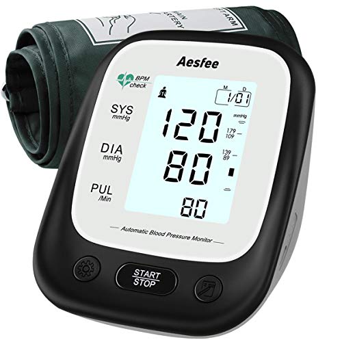 Tensiómetro de Brazo, Monitor de Presión Arterial Automático y Detección de Latidos Irregulares digital, Brazalete 22-36cm, Memoria 2 × 90, Pantalla LCD Retroiluminada …