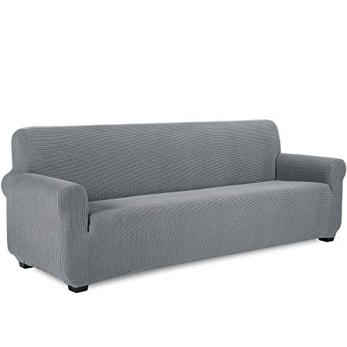 TIANSHU Funda de sofá 4 plazas Tejido Jacquard de poliéster y Elastano Fundas de sofá Suaves duraderas(4 plazas,Gris Claro) TIANSHU Funda de sofá 4 plazas Tejido Jacquard de poliéster y Elastano Fundas de sofá Suaves duraderas(4 plazas,Gris Claro)