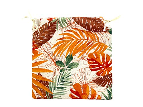 TIENDA EURASIA® Pack de 4 Cojines para Sillas - Estampado Plantas Tropical - 2 Cintas de Sujeción - Ideal para Interiores y Exteriores - 40 x 40 x 3 cm (Color)