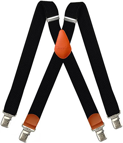 Tirantes Hombre X-Forma Elásticos Ancho 40 mm con clips extra fuerte totalmente adjustable (Negro 2)