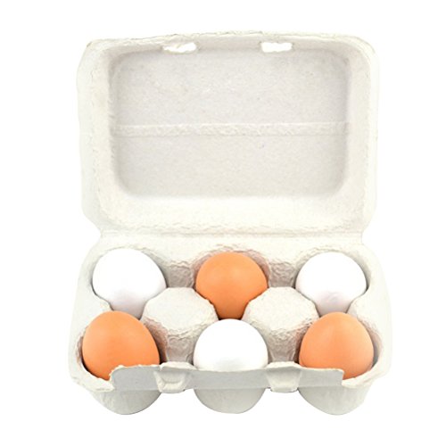 TOYMYTOY 6 unids Huevos de Madera de Pascua en Cartón Juguete de Imitación Juguete de cocina y Alimentos Preescolar para Niños