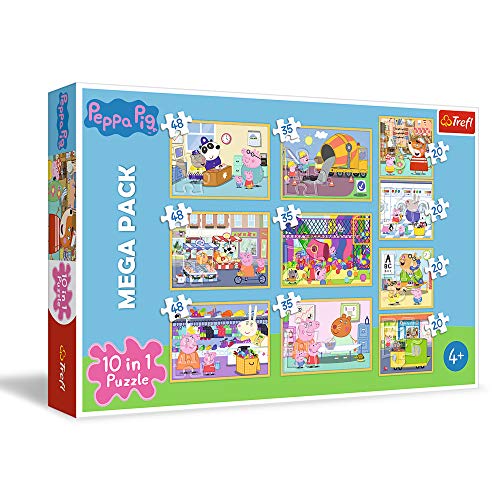 Trefl Peppa Pig 90358 - Puzzle de 20 a 48 Piezas, 10 Juegos, para niños a Partir de 4 años