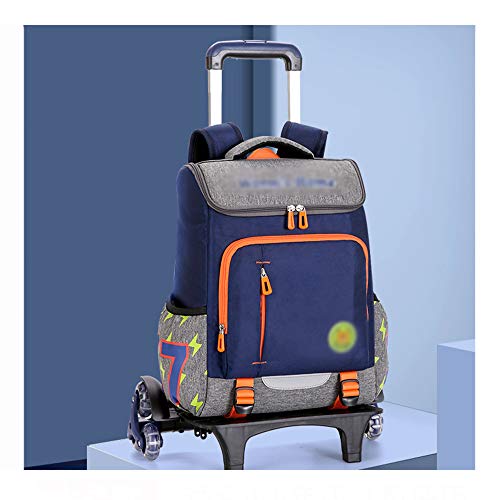 Trolley Bag - Mochila de Escalada de Seis Ruedas Dibujada a Mano para niños, un Paquete de Doble Uso, Ultraligero, Azul, Rosa, de 6 a 13 años