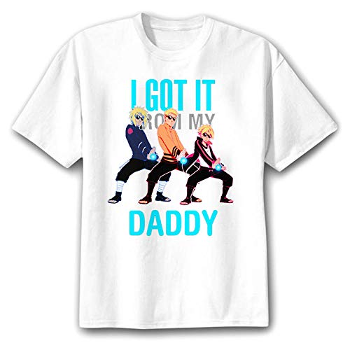 TSHIMEN Camisetas Hombre Coches Naruto 2018 Camiseta Hombre/Mujer/niños japón animé FUUNY Camisetas Camiseta Superior lo Tengo papá Blanco m