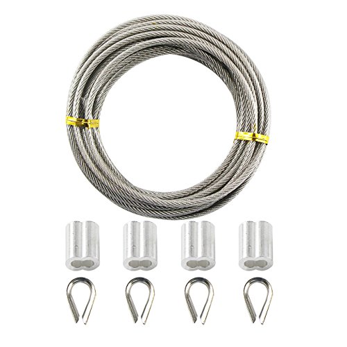 uooom 5 m Flexible de acero inoxidable Cable Cuerda de alambre 3 mm de diámetro con revestimiento de PVC