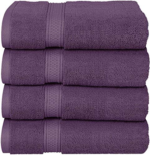 Utopia Towels - Conjunto de Toallas de baño (Paquete de 4, 69 x 137 cm) Toallas de algodón 100% Ring-Spun para Hotel y SPA, máxima suavidad y Altamente Absorbente (Ciruela)