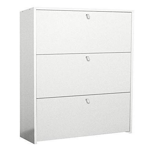 Valentini Eco - Zapatero con 3 Compartimentos, Madera, Blanco, 22 x 67 x 109 cm Valentini Eco - Zapatero con 3 Compartimentos, Madera, Blanco, 22 x 67 x 109 cm