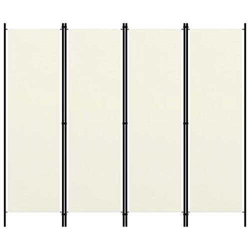 vidaXL Biombo Divisor de 4 Paneles de Pie Plegable Separador Habitación Dormitorio Estancia Decoración Partición Privacidad Blanco Crema 200x180 cm