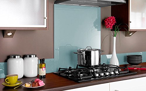 Vidriopanel Panel DE Vidrio para Cocina en Diferentes Medidas y Colores/Cristal de Protección Salpicaduras para frentes de cocinas (90x65 cm, Agua Marina)