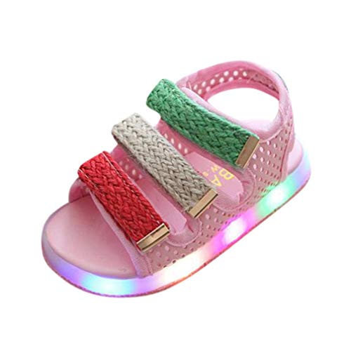 VISTANIA Zapatos de los niños, niño bebé niños niñas Deporte Verano Light-up Sandalias LED Luminoso Zapatos Planos Zapatillas Deportivas 1-6 años de antigüedad,Pink,4 * 4.5YearsOld