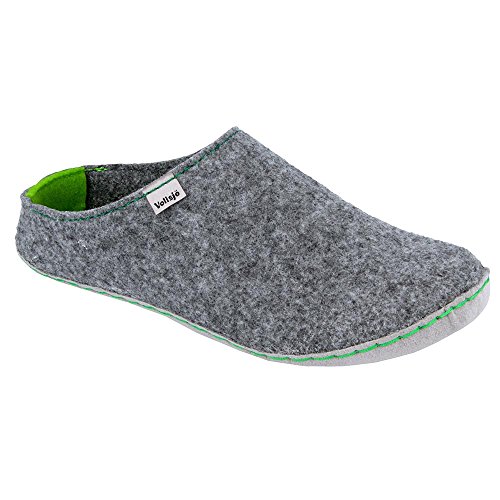 Vollsjo Zapatillas De Casa De Fieltro Mujer Veganas Hechas A Mano En La UE, Gris-Verde,39