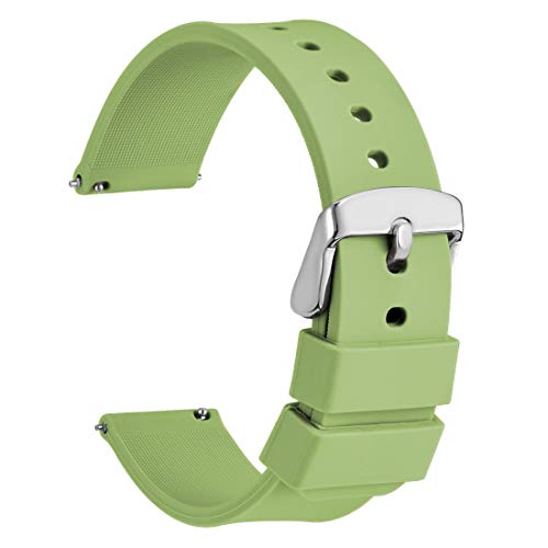 WOCCI Silicona Correa Reloj 20mm con Hebilla de Acero Inoxidable, Liberación Rápida y Unisex (Té Verde)