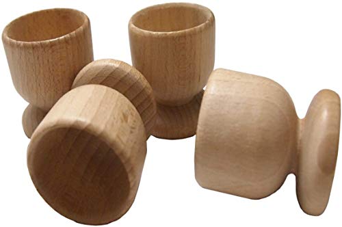 Wooden World – 4 hueveras de madera – Juego de 4 soportes para huevos hechos de madera de haya natural, accesorios de Pascua