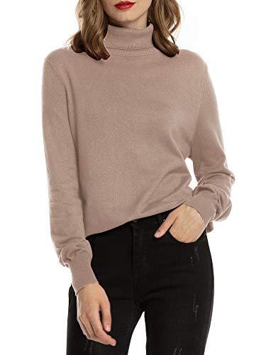 Woolen Bloom Jersey Cuello Alto Camiseta Manga Larga Sueter Invierno Jersey Basico Suelto Jerseys Camisa Tops Pull-Over Suéter Mujer Primavera Otoño