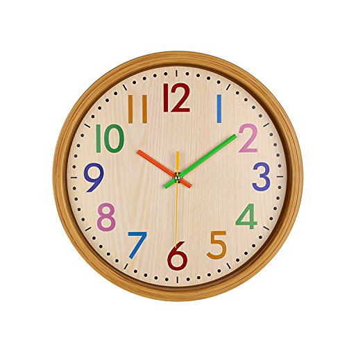 Xuanhome Reloj de Pared Reloj de Cuarzo Número de Color Movimiento silencioso Decoración Creativa Cocina en el hogar Sala de Estar 12 Pulgadas