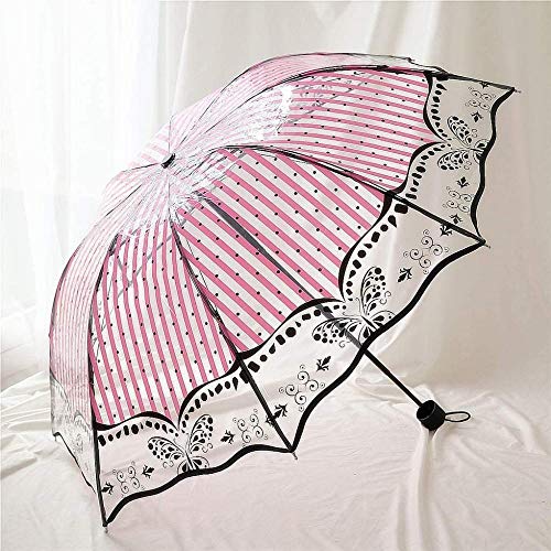 YAYY Nuevo PVC Transparente Mariposa Paraguas Lluvia Mujeres protección Ambiental Paraguas Plegable para Mujeres Paraguas a Prueba de Viento-UNA Upgrade