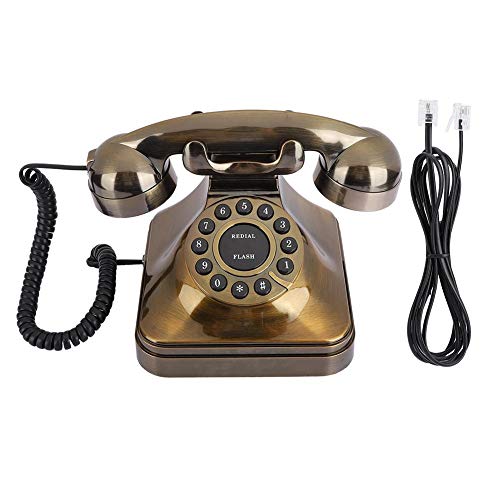 Ymiko WX-3011# Teléfono de Bronce Antiguo Teléfono Fijo Antiguo Teléfono de Escritorio Llamador Oficina en casa