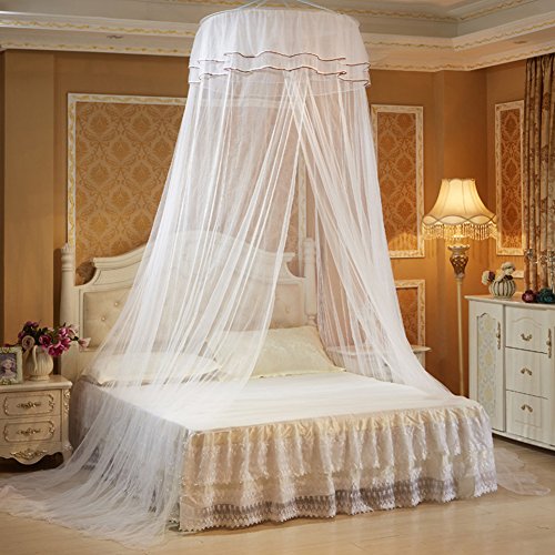 yunt mosquitera Bed Canopy Red con Doble Encaje y mariposas de decoración para el único, Queen y King cama