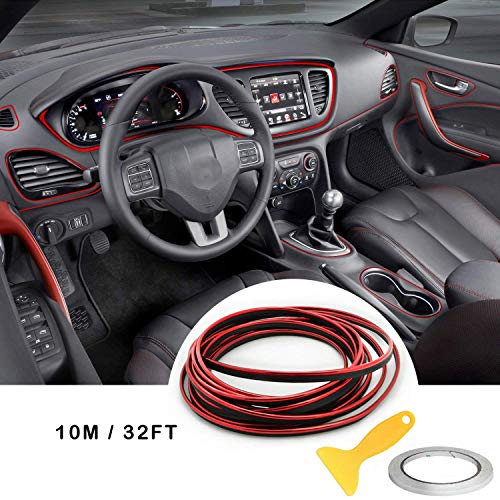YY-LC - Líneas de llenado para automóviles extraíbles 3D para interior y exterior de coche, para decoración de coche, para accesorios universales de coche (Rojo 10m)