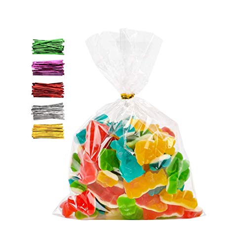 100 piezas Bolsas de celofán transparentes,bolsas de celofán para envolver,bolsas para chuches comunion,bolsas de galletas de navidad,bolsas de regalo plastico，(200 x 300 mm)