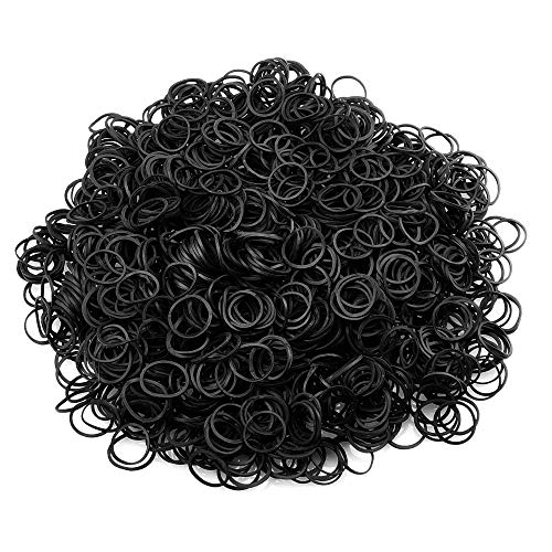 1000 Mini Gomas de Pelo Coletero Elástico Banda de Pelo Suave Negro para Pelo de Dreadlocks Pequeños, Peinado de Boda y Bricolaje.