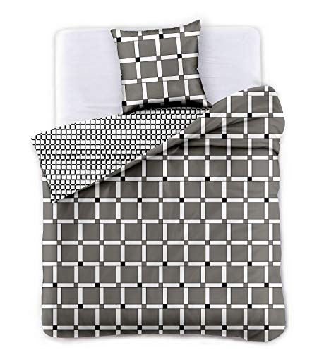 2 Ropa de Cama 135x200 cm 2 Fundas de la Almohada 80x80 cm 135 x 200 cm*2 + 80 x 80*2 Funda Nórdica Microfibra Geometría Geométrico Blanco Negro Gris Antracita Grafito Acero Wall Hypnosis Collection