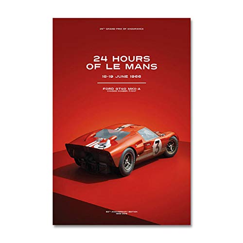 24 horas de Le Mans, junio de 1966, póster sobre lienzo impreso, imagen artística de pared para la decoración del hogar, 20x30 pulgadas, 1 Uds, Sin marco