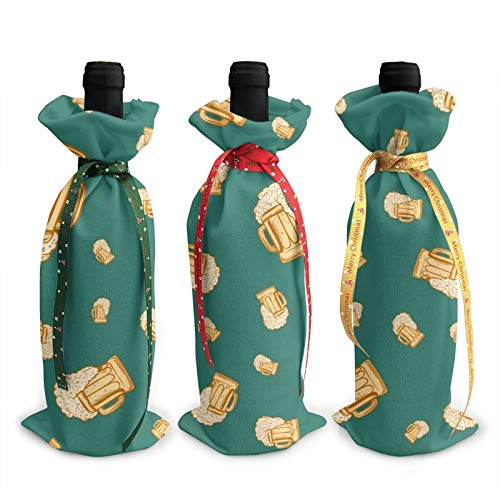 3 fundas para botellas de vino de Navidad 3D, botellas de vino burbujeante, bolsas de decoración para Navidad, Año Nuevo, fiesta, cumpleaños