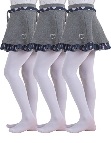 3 PARES DE MEDIAS OPACAS PARA NIÑA | PANTYS MICROFIBRA | 40 DEN | 3 PARES | NEGRO, BLANCO | 4/6, 8/10, 12/14 AÑOS | CALCETERÍA ITALIANA | (8/10 años, 3 Pares Blancos)