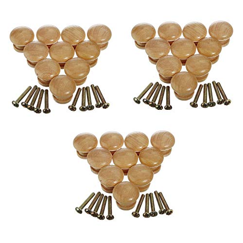 30 piezas Pomo Madera Tiradores de Muebles madera de manijas Perillas de madera redondas Perillas de madera redondas con tornillo para instalación en cajones, puertas de armarios 30 piezas Pomo Madera Tiradores de Muebles madera de manijas Perillas de madera redondas Perillas de madera redondas con tornillo para instalación en cajones, puertas de armarios