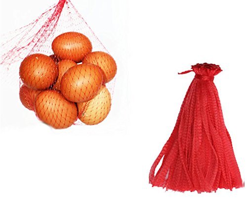 500 piezas Bolsa de productos de malla, bolsa de red reutilizable, juguetes de nailon, frutas y verduras, bolsas de polietileno para almacenamiento con cordón (30CM)