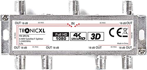 6-antena DIGITAL de TV distribuidor de cable de antena HDTV negro 6X F minidistribuidor para ver la tele full HD switch 6er seisesque Switcher suave de seis salidas F-Plug