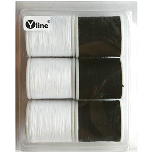 6 bobinas BW hilo superior: 3 unidades de 100 m de color blanco y 3 unidades de 100 m de color negro, hilo de coser Ne 50/3, hilo para máquina de coser, 3129