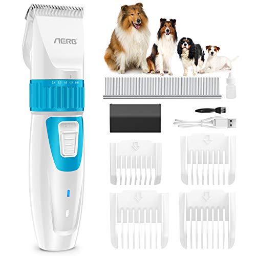 Aerb Cortapelos Perros, Cortapelos para Mascotas Recargable de Bajo Ruido de Menos de 40 dB, Cortapelos Perros de 35 Dientes para Pelo Largo/Rizado/Corto para Perros, Gatos, Caballos, Azul Aerb Cortapelos Perros, Cortapelos para Mascotas Recargable de Bajo Ruido de Menos de 40 dB, Cortapelos Perros de 35 Dientes para Pelo Largo/Rizado/Corto para Perros, Gatos, Caballos, Azul