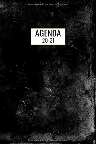 Agenda 20-21: Julio 2020 A Diciembre 2021 / 1 Semana En 2 Página/ 18 Meses / Planificador Diseño Color Negro Abstracto
