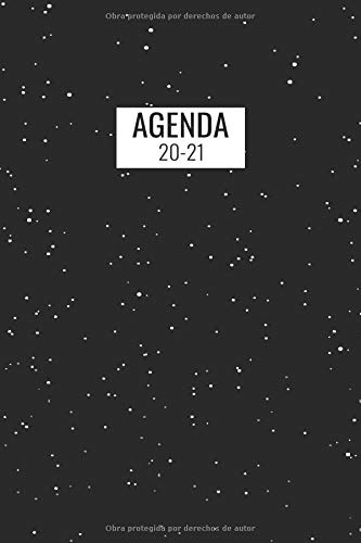 Agenda 20-21: Julio 2020 A Diciembre 2021 / 1 Semana En 2 Página / Planificador Diseño Negro Y Puntos / 18 Meses