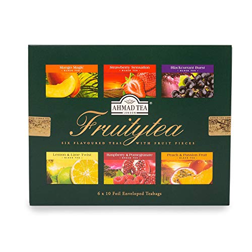 Ahmad Tea English Teas Selection Pack "Fruitytea" - a Selection of Six Fruit Flavoured Teas, 6 x 10 Foil Enveloped Teabags - 1272, Surtido, 60 Unidad