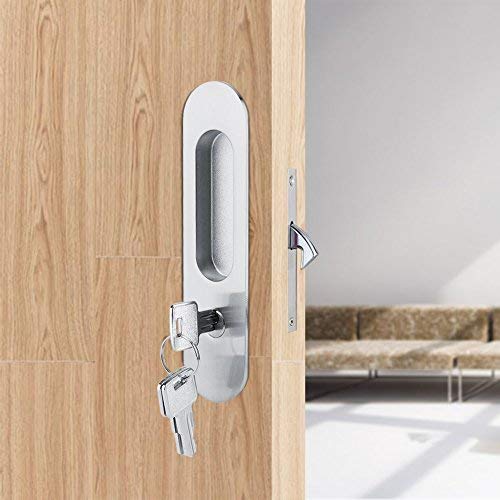 Aleación de zinc puerta corredera cerradura de madera Invisible puerta cerradura con 3 llaves muebles Hardware latch interior para armario de baño cocina balcón