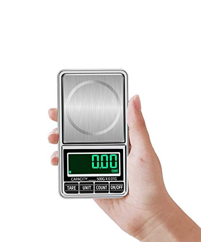 ALOOVOO Balanza electrónica de joyería, balanza de Cocina electrónica Balanza de Bolsillo Digital Balanza portátil para joyería de Oro Peso Escala,1kg/0.1g