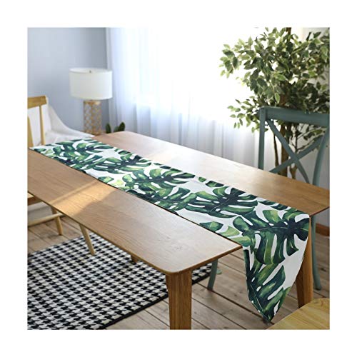 AMDXD Camino de mesa verde de lino de algodón, plantas tropicales, mantel para mesas de picnic de 30 x 220 cm, decoración de Navidad