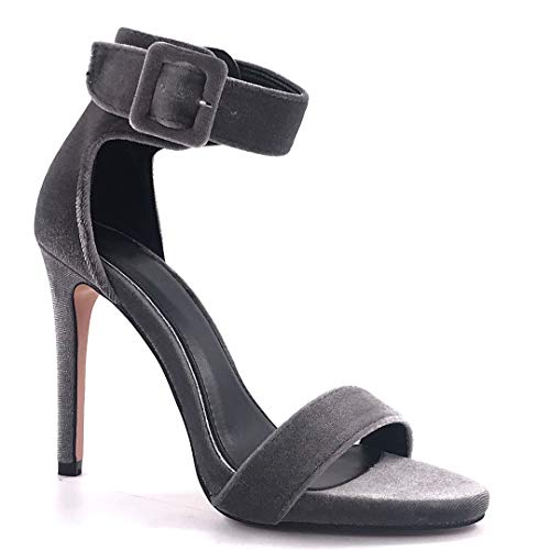 Angkorly - Zapatillas Moda Tacón escarpín Stiletto Sexy Mujer Tanga Tacón de Aguja Alto 11 CM - Gris AF-757 T 37