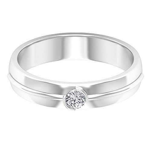 Anillo de compromiso con diamante certificado SGL de 0,11 ct, único unisex, anillo de boda, solitario, anillo de eternidad de diamantes, 14K Oro blanco, Size:EU 47