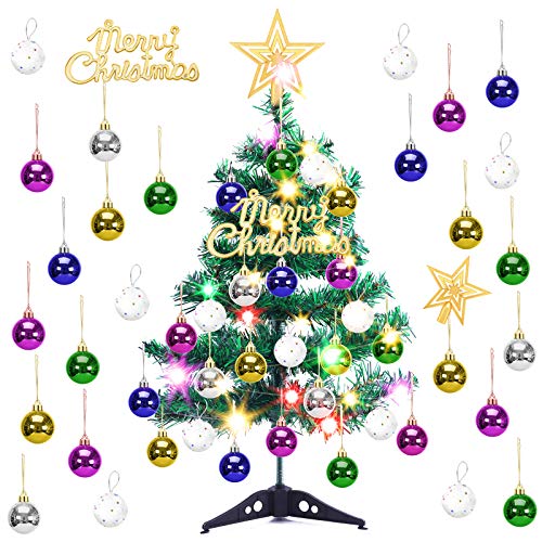 Arbol de Navidad PequeñO, LED Mini Arbol Navidad Luces 60cm Árbol de Navidad de Mesa Decoración de Mesa de Navidad Pequeño Árbol de Navidad Artificial para Decoración