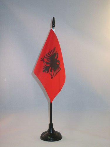 AZ FLAG Bandera de Mesa de Albania 15x10cm - BANDERINA de DESPACHO ALBANA 10 x 15 cm