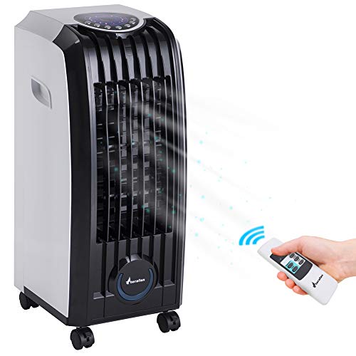Bakaji - Refrigerador con ventilador para aire acondicionado, máximo potencia de refrigeración con agua, con depósito de hielo, temporizador y mando a distancia (4 litros grande)