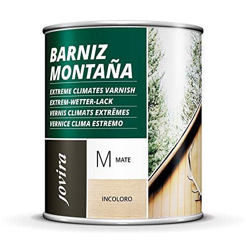 BARNIZ MADERA MONTAÑA (Barniz madera exterior-interior, barniz madera incoloro-transparente). Especial resistencia en zonas montañosas (750 ML, MATE)