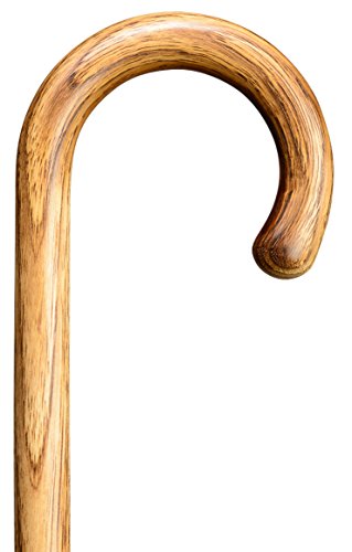 Bastón de senderismo Hickory, elegante bastón curvado en una sola pieza, hecho de elegante madera de nogal, ligeramente flameado y pulido a mano, 94 cm.
