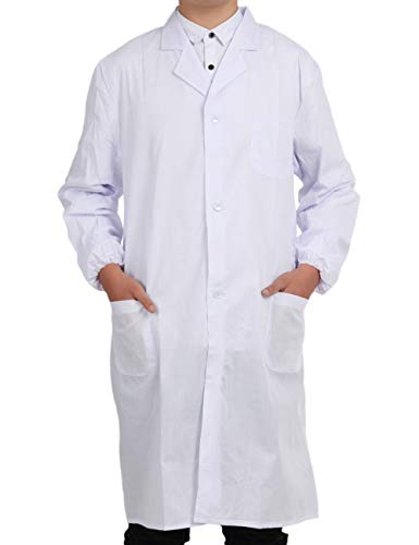 Bata Médico Laboratorio Enfermera Sanitaria de Trabajo Blanca de Manga Larga Unisex Blanco S Bata Médico Laboratorio Enfermera Sanitaria de Trabajo Blanca de Manga Larga Unisex Blanco S