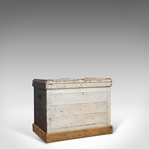 Baúl de viaje antiguo, inglés, pino, con revestimiento de zinc, cofre de carro, victoriano