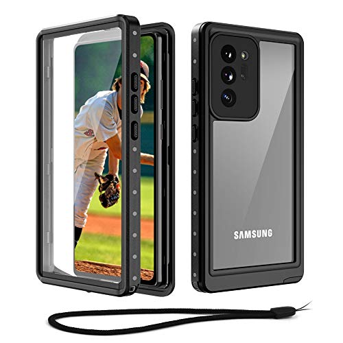 Beeasy Funda Samsung Note 20 Ultra 5G Impermeable, IP68 Certificado Sumergible Carcasa,360 Grados Protección con Protector de Pantalla Incorporado,Militar Antigolpes Antichoque Estanca, Negro